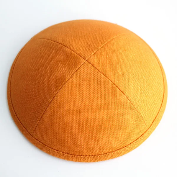 Льняные kippot еврейские Yarmulke Kippah Kippot 17 см Череп шапки для мероприятий с вышивкой - Цвет: Оранжевый