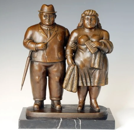 

ATLIE BRONZES classical bronze fat man and Woman sculptures figurine wedding decoration gifts
