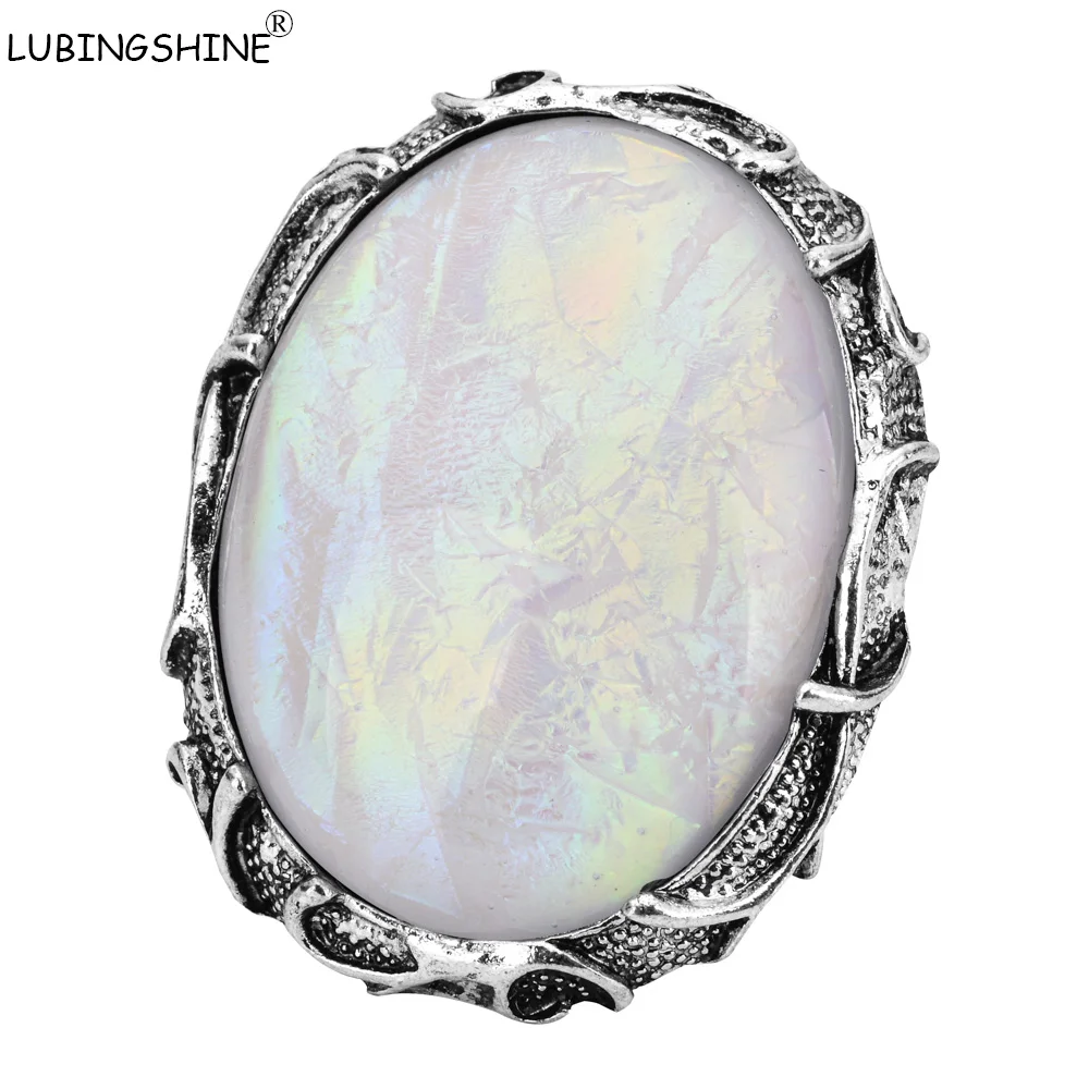 

LUBINGSHINE Woman Man Vintage Retro Big Stone Ring Female Jewelry Punk Rock Opal Adjustable Finger Rings anillos anel
