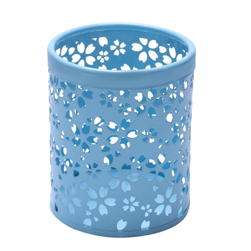

Metal Hollow Flower Pattern Pen Case Pencil Pot Holder Organizer Desk Container Case