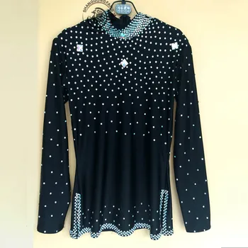 

New style men's Latin dance costumes senior SPANDEX long sleeves men's latin dance body shirt for men's latin dance shirts A49