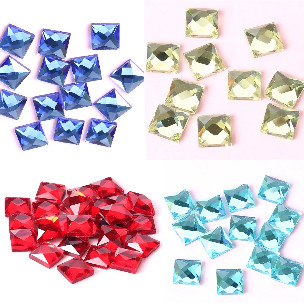 

Square Earth Facets Acrylic Rhinestones Flat Back 6mm 8mm 10mm 12mm Many Colors For Nails Art Glue On Beads DIY Jewelry Making