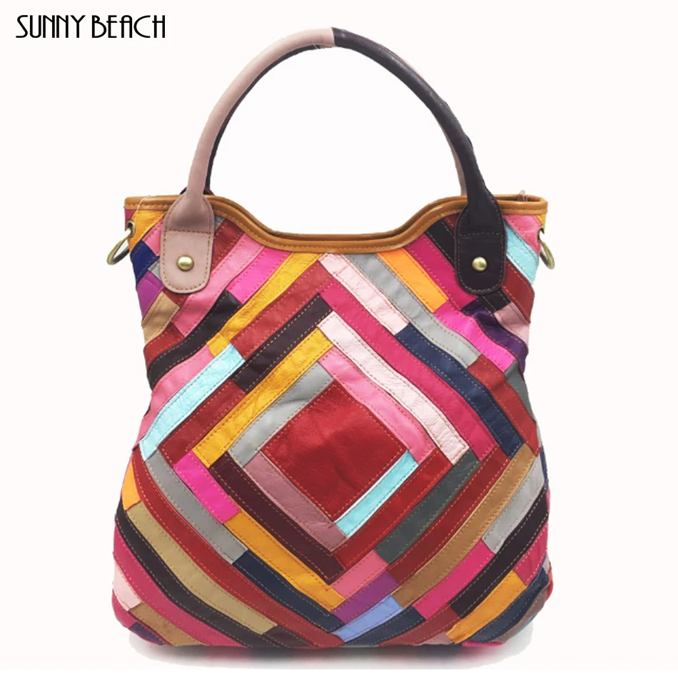 

high quality Casual Tote Women's bag Splicing design Shoulder bag Genuine leather Handbag with Oblique Bag Stripe Color Bag