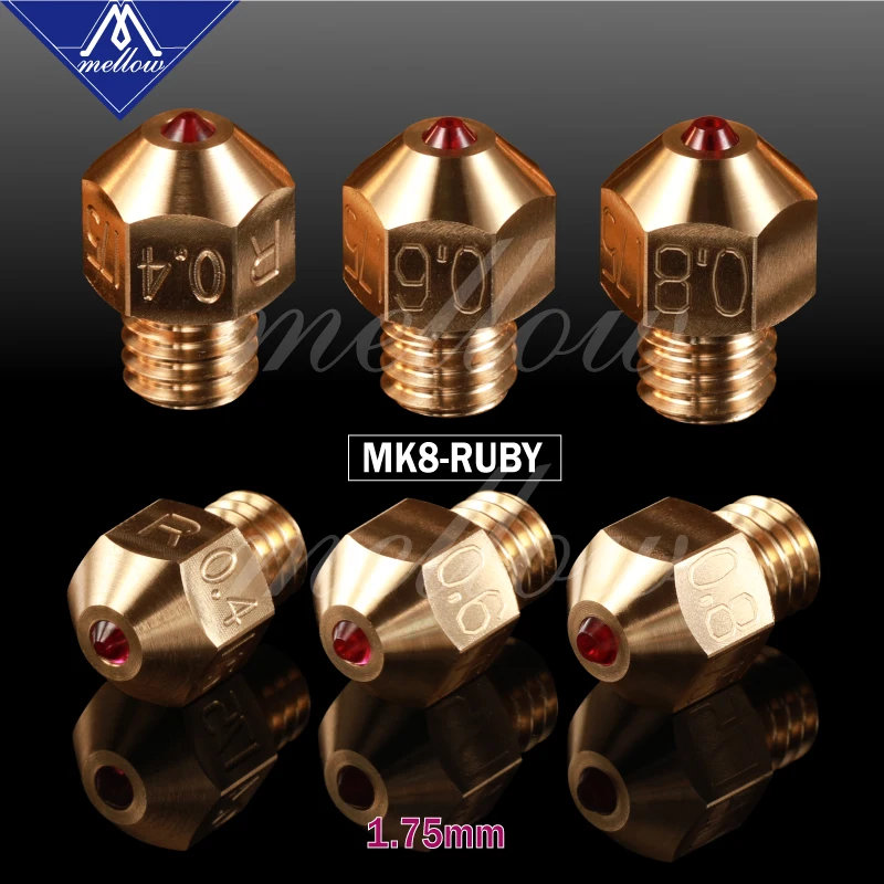 Mellow High Temperature 3d Printer NF-v6/mk10/mk8 Ruby Nozzle For Flashforge Micro Swiss Cr10 Mk8 E3d V6 Hotend