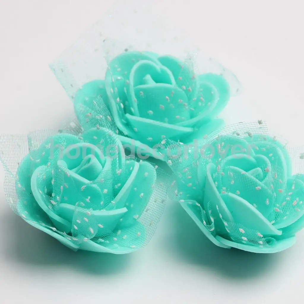 50 Pieces Many Color Mini Artificial Foam Mesh Rose Flower Heads Embellishment for Wedding Crafts 4cm