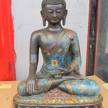 Bi003542 2" Тибет vintage Перегородчатые бронзовый Благословил Татхагата Будда Шакьямуни Статуя