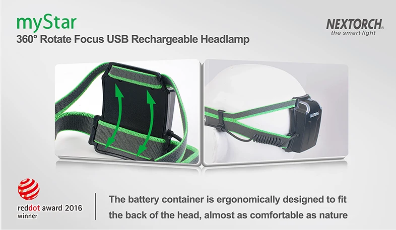  NEXTORCH Head Torch LED 550 lumen High Power LED Headlamp Waterproof USB Rechargeable Adjustable fo - 32799895564