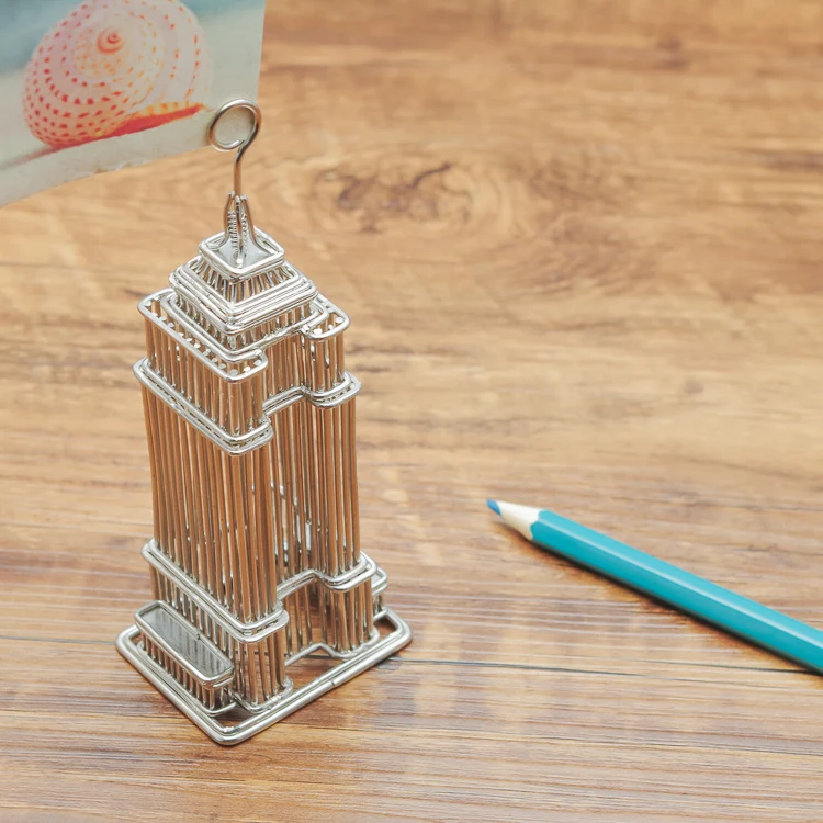 Steel Wire Model Doodles Destinations Empire State Building Architecture Replica Statue Card Holder and Award