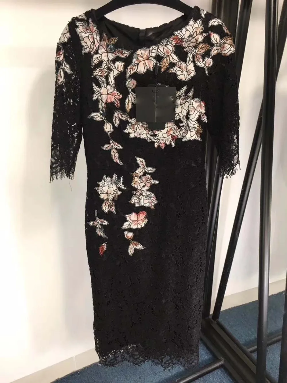 

Women's dresses black temperament vestidos de fiesta de noche elegant dress woman party nighi fashion lace midi vestide mujer