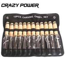 CRAZY POWER 12 Pcs/set Durable Wood Carving Hand Tools Woodcut Knife For Arts Crafts DIY Graver Mini Chisel Steel Blades AT2156