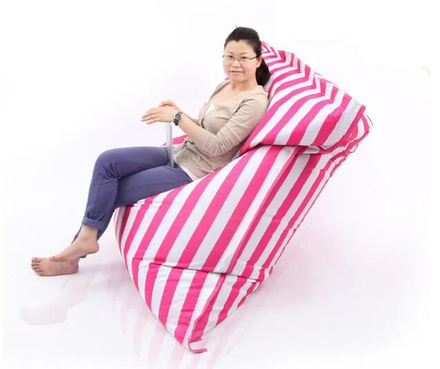 Cover only No Filler-Cotton fabric Black strip fashion bean bag READING chair, living room beanbag sofa cushion 56 x 72 inch