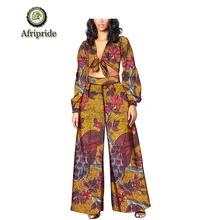 2019 african design suits for women AFRIPRIDE  2-piece Strapless top+full length print dashiki embroidery sexy party S1926011