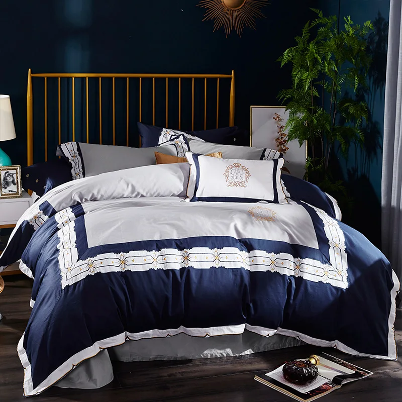 Four piece Set of All cotton Pure American Embroidery Sheets Covered