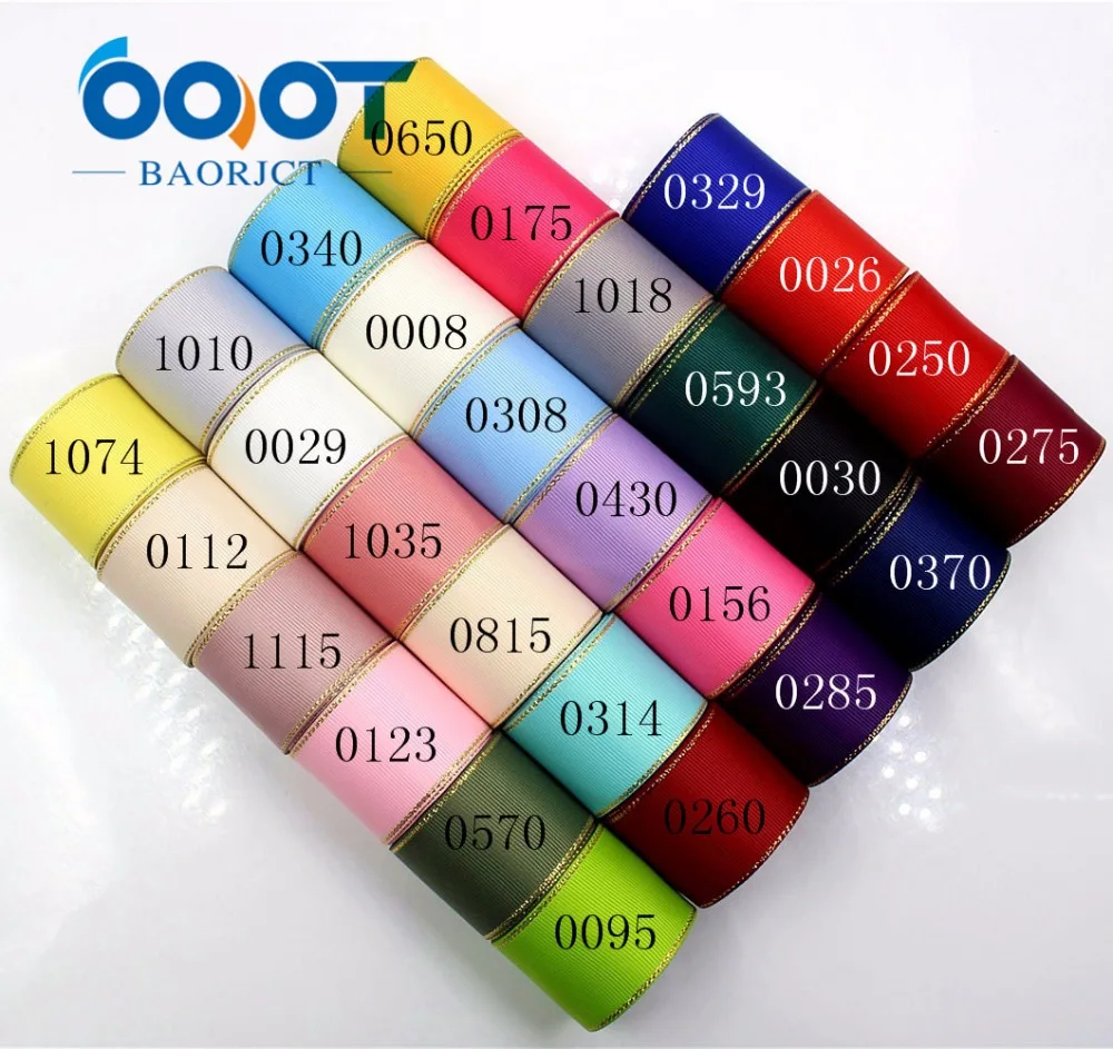 

1712263,38mm Solid Color Golden edge Grosgrain Ribbon 10 yards,DIY handmade Wedding party gifts packaging materials decoration