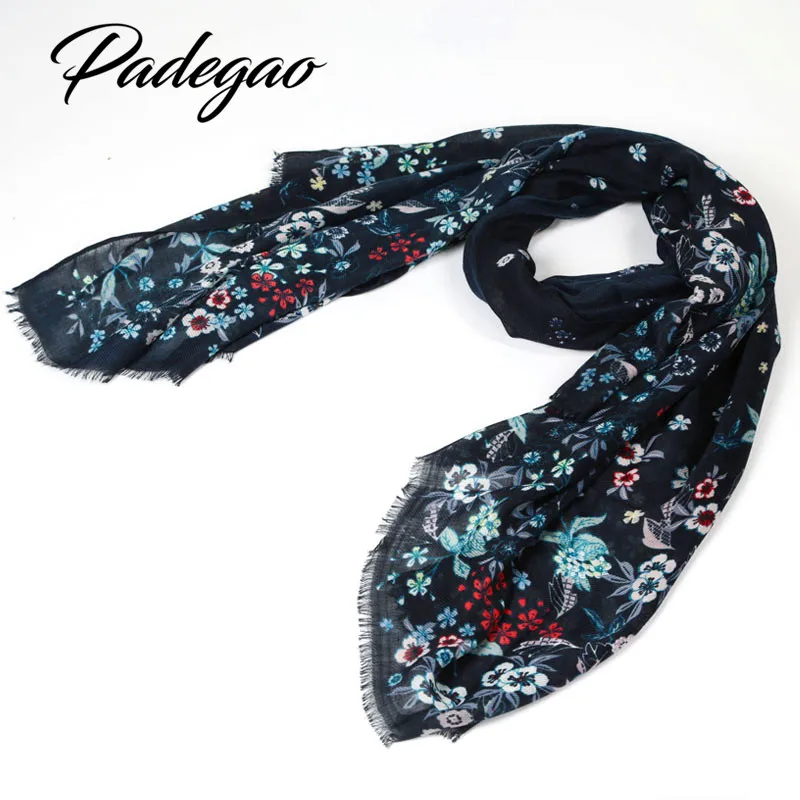 Fashion Brand Winter Cotton Long woven print Warm cotton Scarves flower