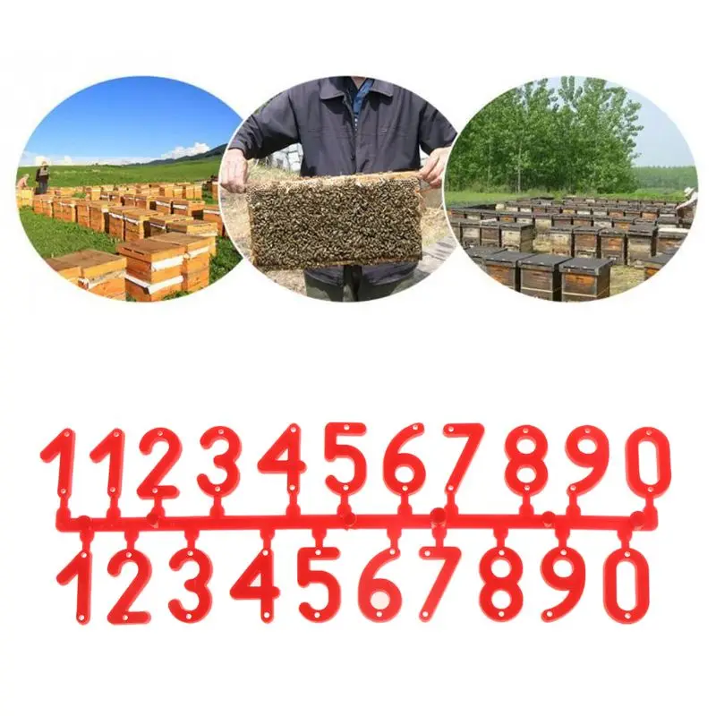 

Beehive Number Red Identification Bee Case Box Signal Frame Beekeeping Mark Numbers Digital Card Plastic Board Equipment Tool
