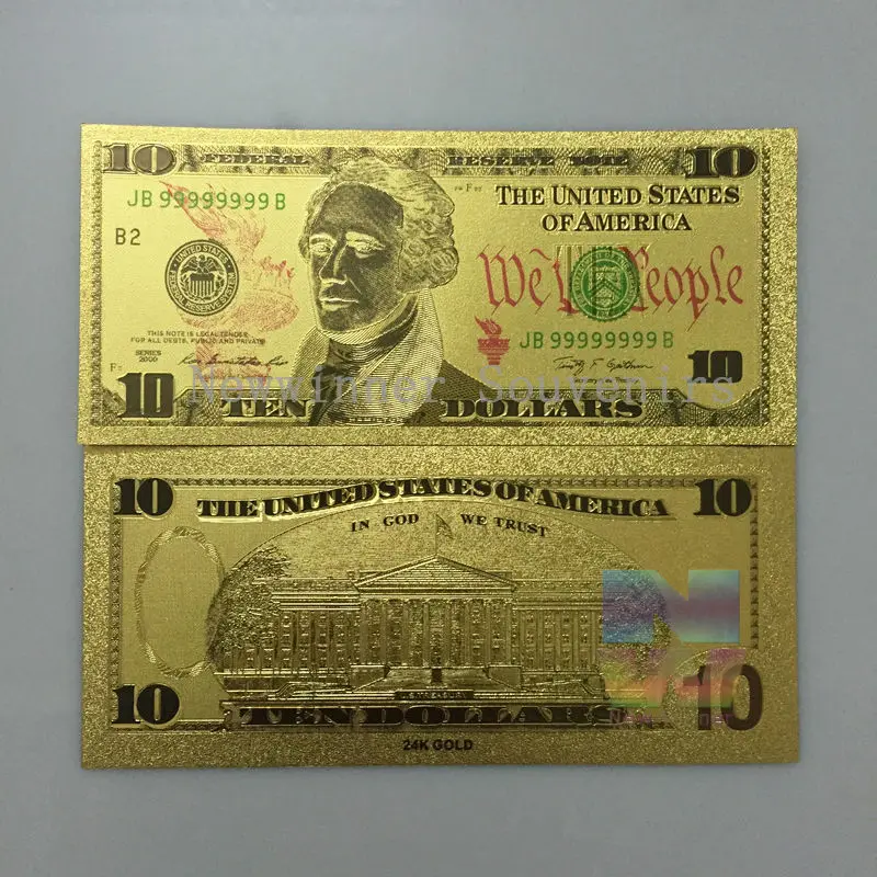 10 Pcs Lot American 10 Dollar Usa Bank Notes Bill Gold Foil Banknote Paper Money Craft Gifts Free Shipping Gifts Free Bank Notegift Gifts Aliexpress