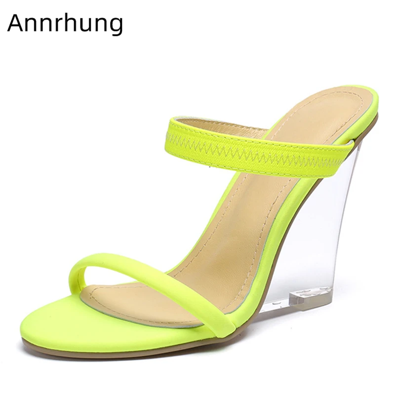 

2019 New Transparent Wedges Sandals Women Sexy Open Toe One-Strap Slingback High Heels Crystal Heel Runway Sandalias For Woman