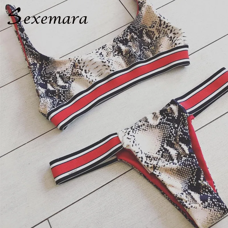 

Brazilian Bikini 2019 Bottom Thong Women Bathing Suit Micro Bikini Snake Skin Print Push Up Swimsuit Female Sexy Swimwear