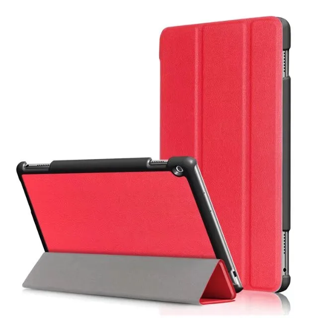 M3 lite 10 чехол для huawei MediaPad M3 Lite 10 чехол из искусственной кожи три раза подставка планшет ноутбук защита Funda сумка - Цвет: red-ka si te
