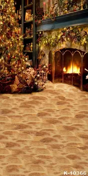 

Retro Fireplace Studio Photo Backdrop Photography Thin Vinyl Beautiful Christmas Tree Computer Printed