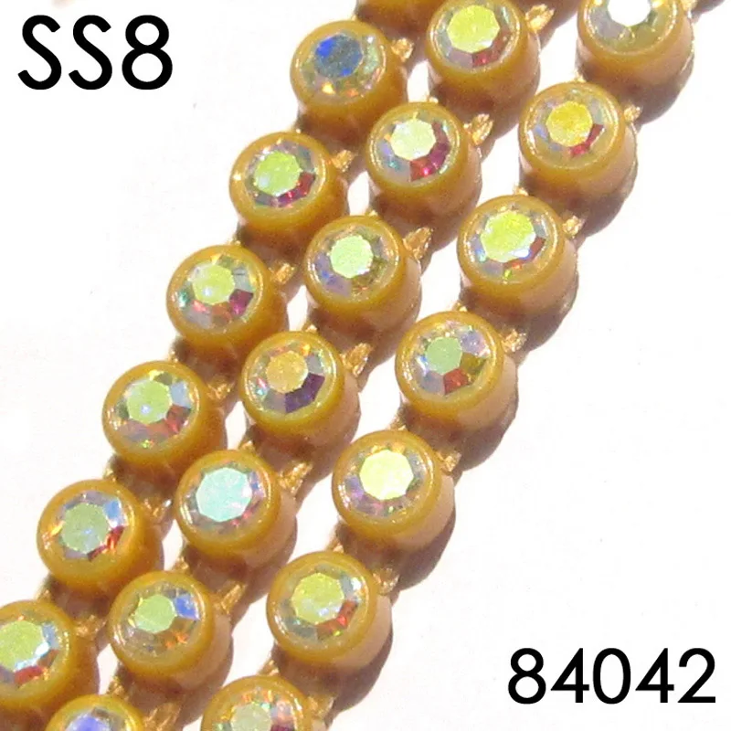 Прозрачный(Clear) Цвет SS8 Стекло AB пришить горный хрусталь отделка окантовкой DIY ювелирных Интимные аксессуары 50 ярдов/roll - Цвет: 84042