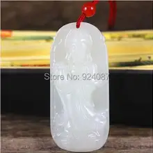 Резной Хотан Jade Гуаньинь нефрит кулон