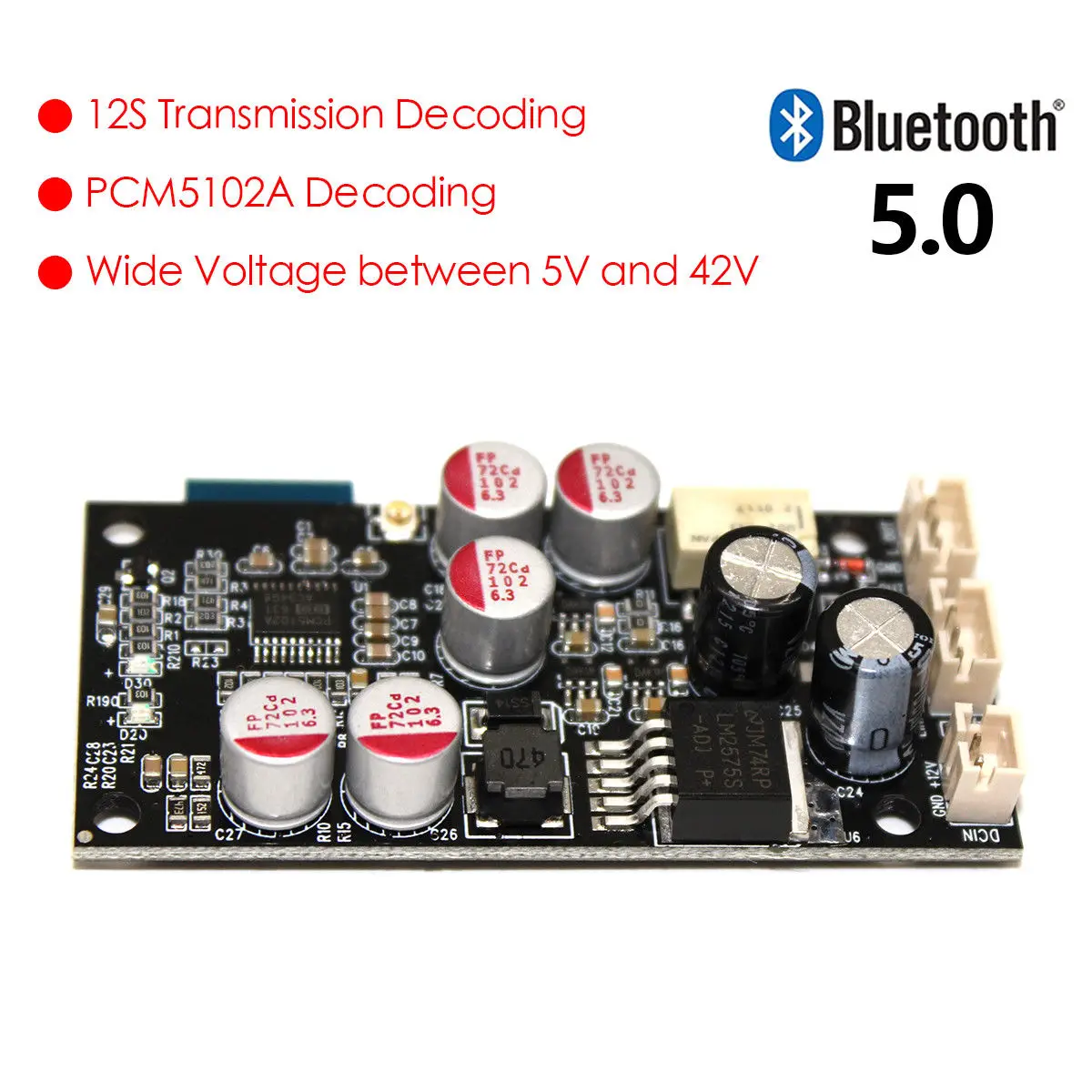 Модуль приемника Bluetooth 5,0 HiFi аудио декодер плата DAC PCM5102 16 бит 48 кГц