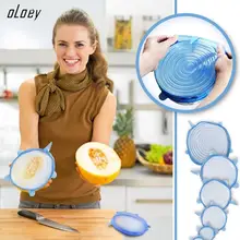 

OLOEY 6pcs/set KitchenCover Silicone Stretch Lids Reusable Pot Food Fresh Sealer Refrigerator Microwave Oven Universal Sealed