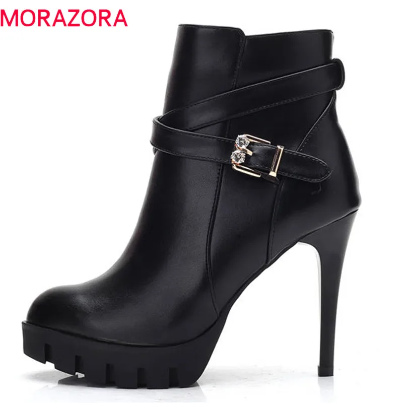 MORAZORA 2018 hot sale boots women round toe platform ankle boots autumn winter ladies boots ...