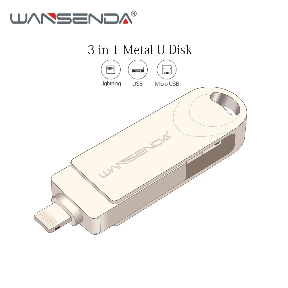 WANSENDA Usb 3.0 USB Flash Drive OTG Pen Drive 16GB USB Stick Flash Disk 8GB 32GB 64GB Pendrive for iPhone/iPad/Android/Table PC