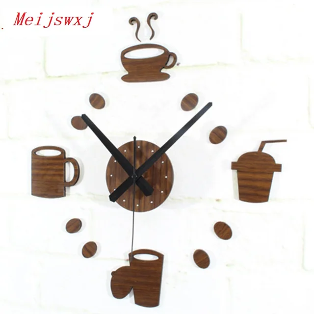 Meijswxj Clock Saat Reloj Self Adhesive Wall Relogio Parede Meijswxj Clock Saat Reloj Self Adhesive Wall Relogio Parede Duvar Saati Horloge Murale Combination Coffee