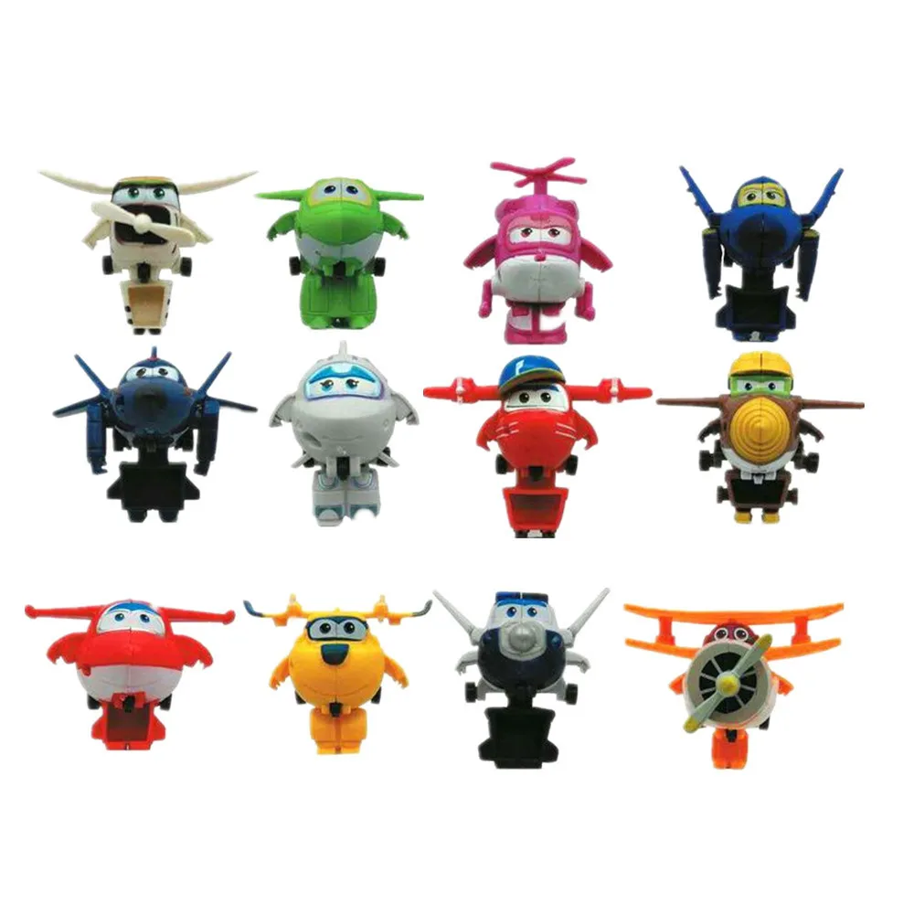

12pcs/set Mini Super Wings Deformation Plane Robot Action Figures Toy For Children Action Figures Super Wings