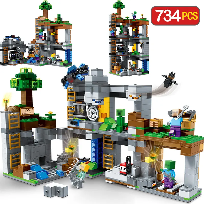 

My World Building Blocks Compatible Legoingly Minecrafted 21147 Rock Bottom Adventure Figure Brick DIY Toys For Children