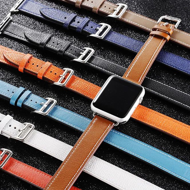 Ремешок из натуральной кожи для Apple Watch 4 Band двойной сменный Браслет Series 1 2 3 iWatch
