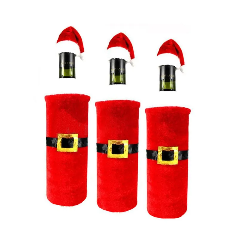 

1 Set Distinct Christmas Santa Clause Clothing Wine Bottle Cover Lovely Decor New Year Decoration