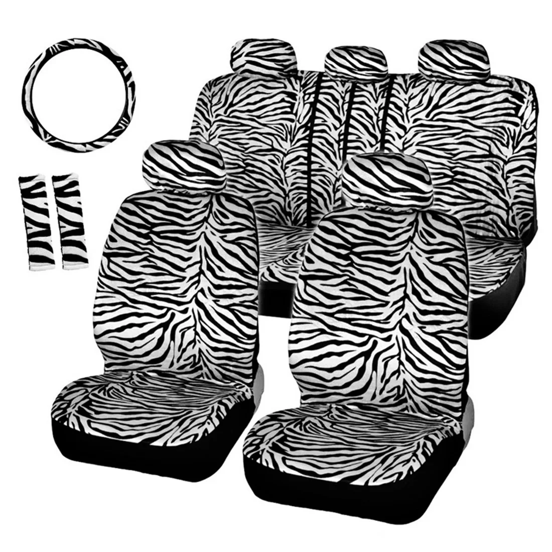 Dewtreetali Luxury Zebra Seat Covers Universal Fit Most Car Steering
