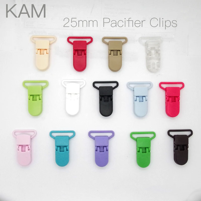 

60pcs 14 Colors For Options KAM Plastic Clip Plastic Pacifier Clip Transparent Soother Clip For Baby Mix Colors S017B 25mm
