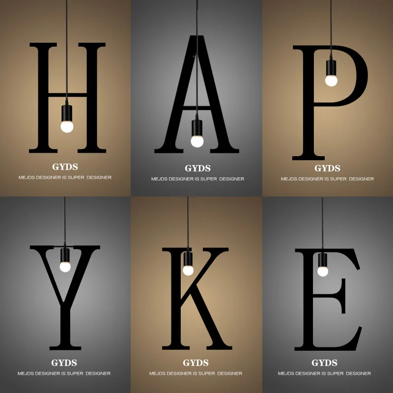 

iron alphabet lamp, modern living room lamp, clothing shop, coffee shop, shop, personality, decorative chandelier.