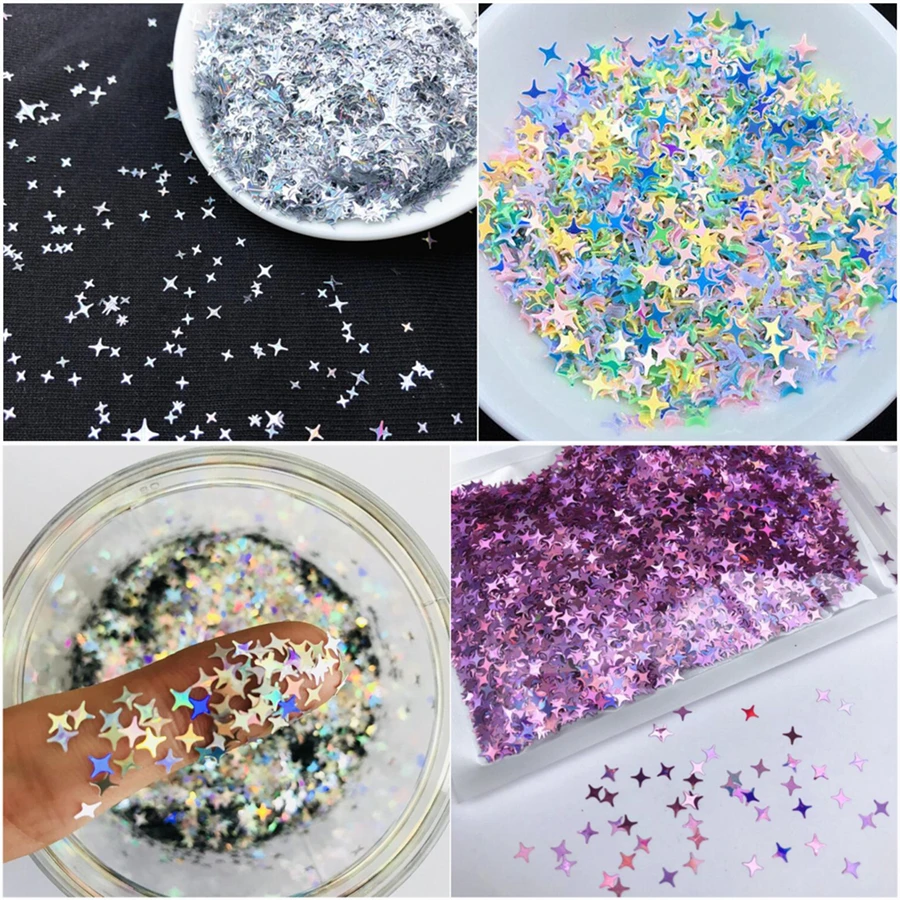 

10g Laser Four Point Star Glitter Sequins Nail Art Decor Handmade Resin Jewelry Stuff Star Confetti DIY Phone Case Decoden