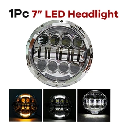 Yait " светодиодный фары 40 Вт Hi/Low Beam светодиодный H4 Halo Angel Eye DRL Янтарный сигнал поворота для Jeep Wrangler JK TJ Land Rover мотоцикл - Цвет: 1pcs 80w chrome