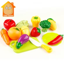 Minitudou 14PCS Plastic Cut Vegetables Toy Kid’s Kitchen Pretend Play Miniature Fruit for Girls and Boys