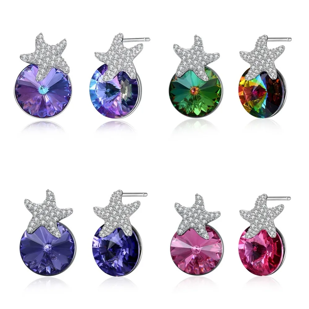 Женские серьги с кристаллами Swarovski LEKANI сережки из кристаллов 925 пробы ювелирные
