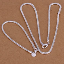 Silver plated refined luxury fashion elegant snake bone necklace bracelets two piece hot selling wedding jewelry S076