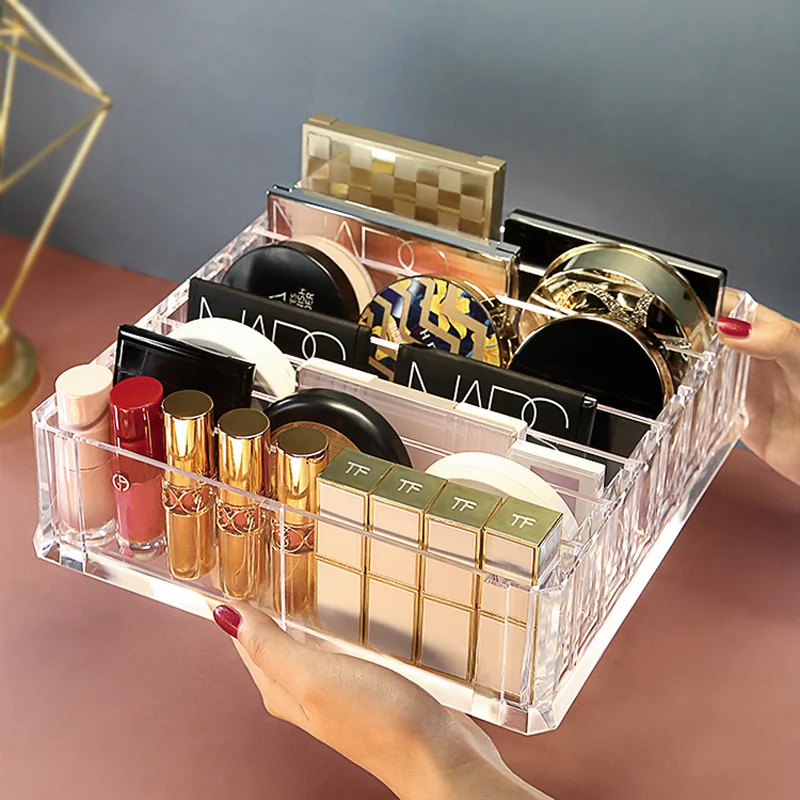 

Desktop Lipstick Holder Makeup Brushes Organizer Clear Makeup Organizer Cosmetic Sample Storage Box Makeup Powder Display Stand