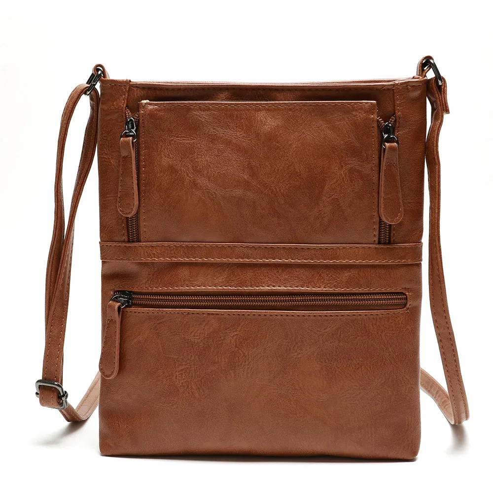 Sleeper#401 женский кожаный кошелек сумка через плечо на молнии сумка-мессенджер модный дизайн подарки - Цвет: Brown