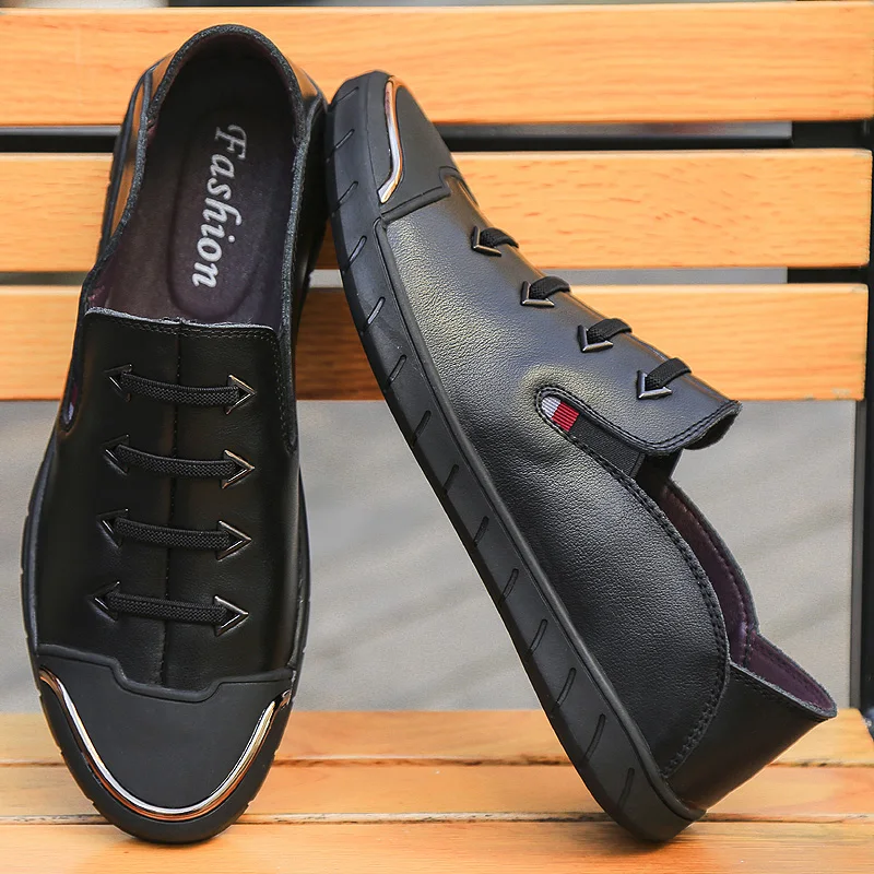 

CNPAAK Mens Autumn Shoes Genuine Leather Shoes Men Shoes Men Casual Luxury Brand Black Gray Designer Driving Footwear Fashion