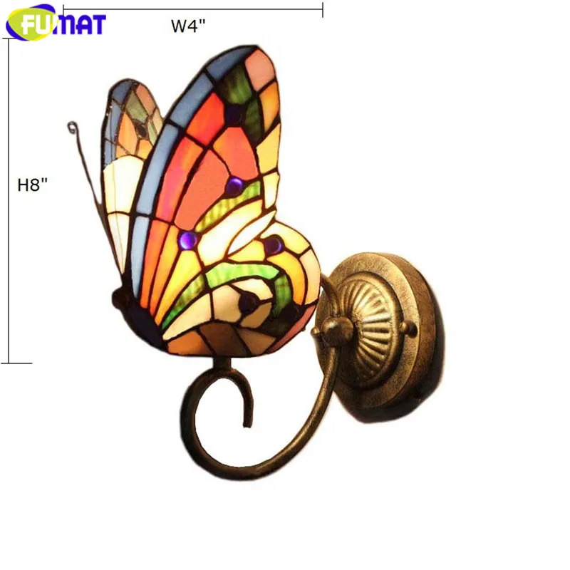 5Butterfly Stained Glass Tiffany Wall Sconce Lighting Fixture