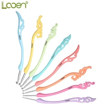 8 Pcs/set Looen 2.5mm-6.0mm Colour Hairpin Pattern Plastic Handle TPR Aluminum Crochet Hook Knitting Needles Sewing Tools hairpin lace entry tutorial crochet hairpin pattern style pattern daquan hand knitted practical stitch technique woven books