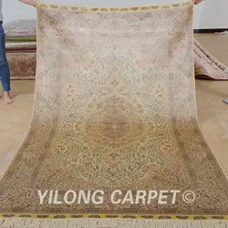 Yilong 5'x8 персидский шелк 100% коврик для продажи бежевый vantage традиционный ручной работы восточных ковров (1029)